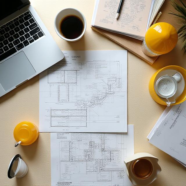 Top-down view of a strategy workshop with physical moodboards and digital devices